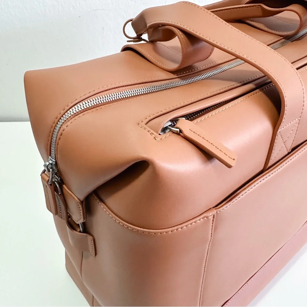 Monos Metro Saddle Tan Vegan Leather Weekender Travel Bag - Picture 5 of 13